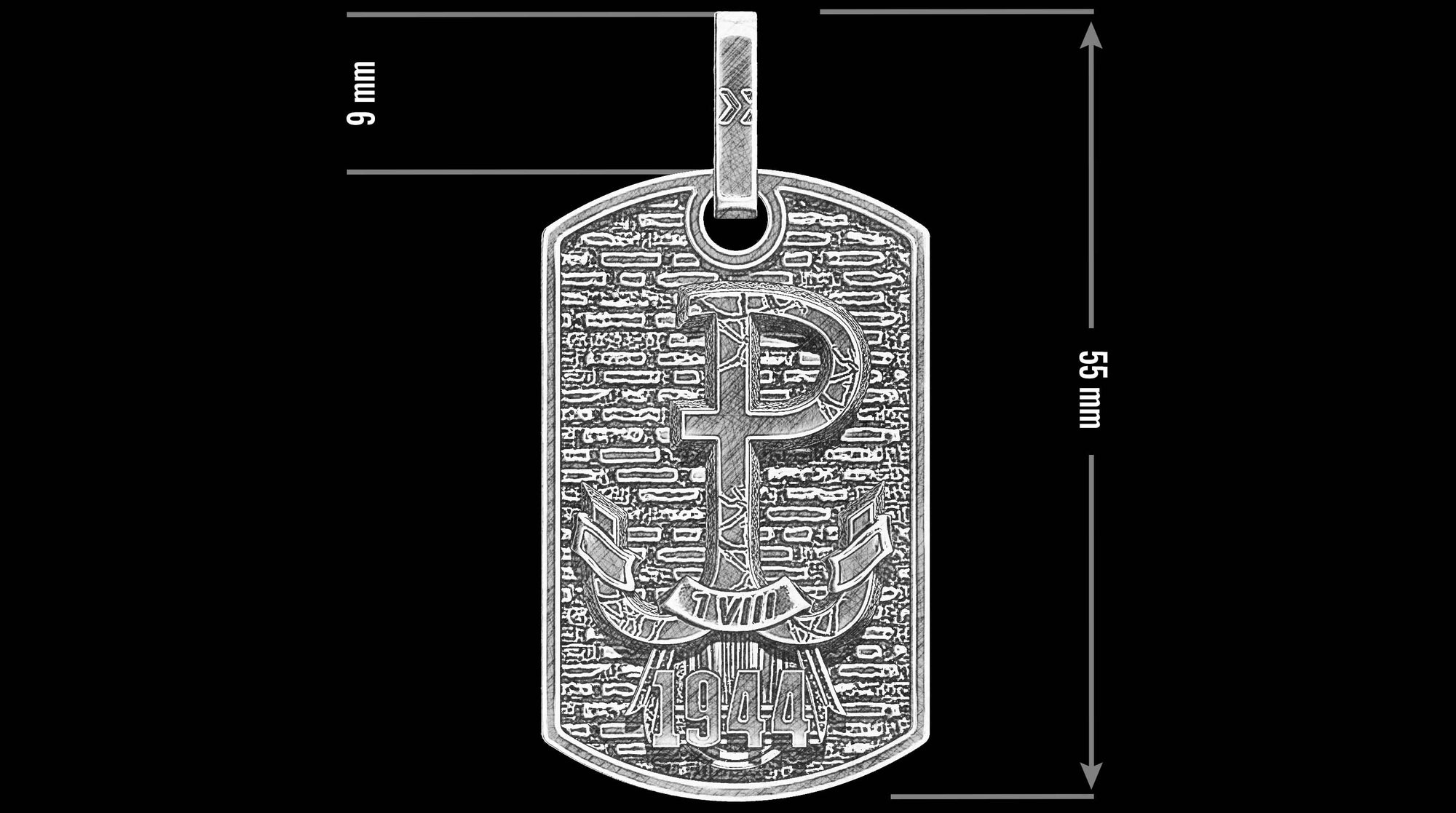 Polska Walczaca Anchor 1944 Silver Pendant with Gold Plating