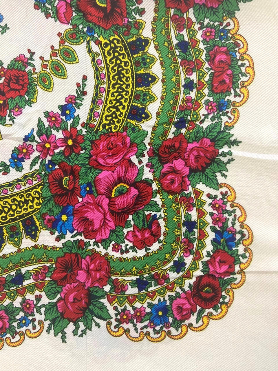 Traditional Polish Folk Head Scarf - Cotton Collection, White