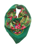 Traditional Polish Folk Head Scarf - Cotton Collection, Green