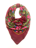 Traditional Polish Folk Head Scarf - Cotton Collection, Burgundy