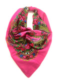 Traditional Polish Folk Head Scarf - Cotton Collection, Pink