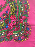 Traditional Polish Folk Head Scarf - Cotton Collection, Pink