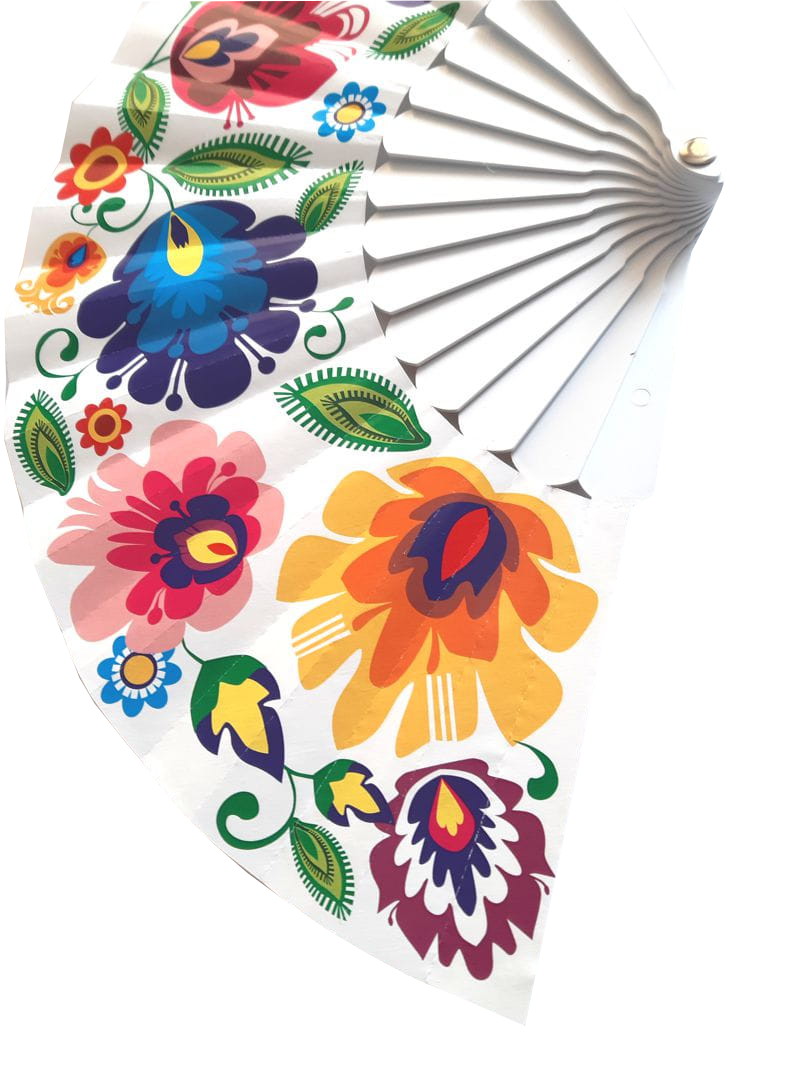 Polish Lowicz Folk Art Handheld Folding Fan
