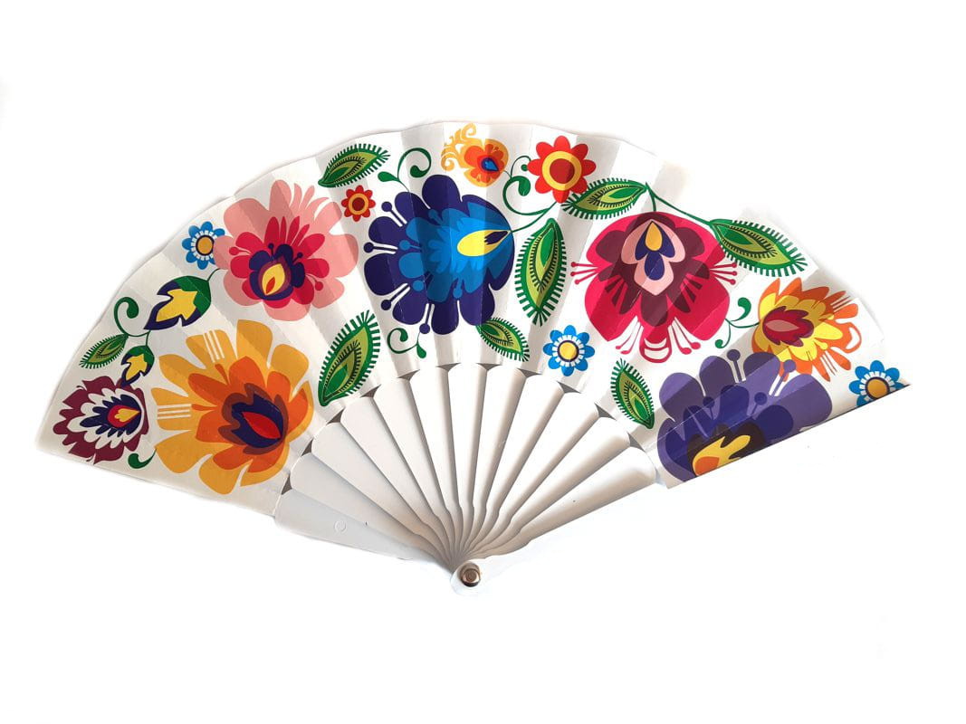 Polish Lowicz Folk Art Handheld Folding Fan