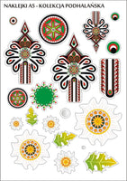 Polish Highlander Parzenica Folk Art Stickers on Transparent Background