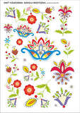Polish Kashubian Wdzydze Floral Folk Art Stickers on Transparent Background