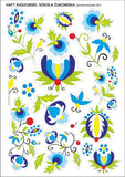 Polish Kashubian Zukowo Floral Folk Art Stickers on Transparent Background