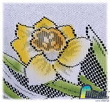 Polish Easter Oval Daffodils Folk Art Table Runner Linen Topper 49" x 24"