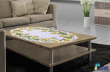 Polish Easter Oval Daffodils Folk Art Table Runner Linen Topper 49" x 24"
