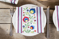 Polish Lowicz Folk Art Border Luncheon Napkins, Set of 20