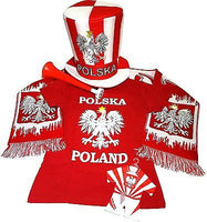 Poland Soccer Fan Accessory Set: Scarf, Hat, Trumpet, Mini Uniform & T-Shirt - Medium / Red - Taste of Poland
 - 1
