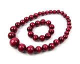 FolkFashion Wooden Bead Necklace and Bracelet Set - Cherry - Taste of Poland
 - 1