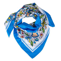 Multifunctional Modern Polish Folk Art Head Scarf - Kashubian Blue