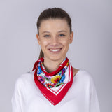 Multifunctional Modern Polish Folk Art Head Scarf - Lowicz White