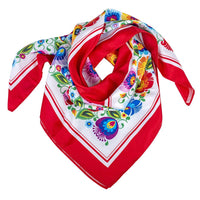 Multifunctional Modern Polish Folk Art Head Scarf - Lowicz White