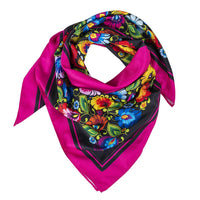 Multifunctional Modern Polish Folk Art Head Scarf - Lowicz Black