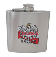 Polska Eagle on White & Red Flag Stainless Steel Flask 6oz - Taste of Poland
