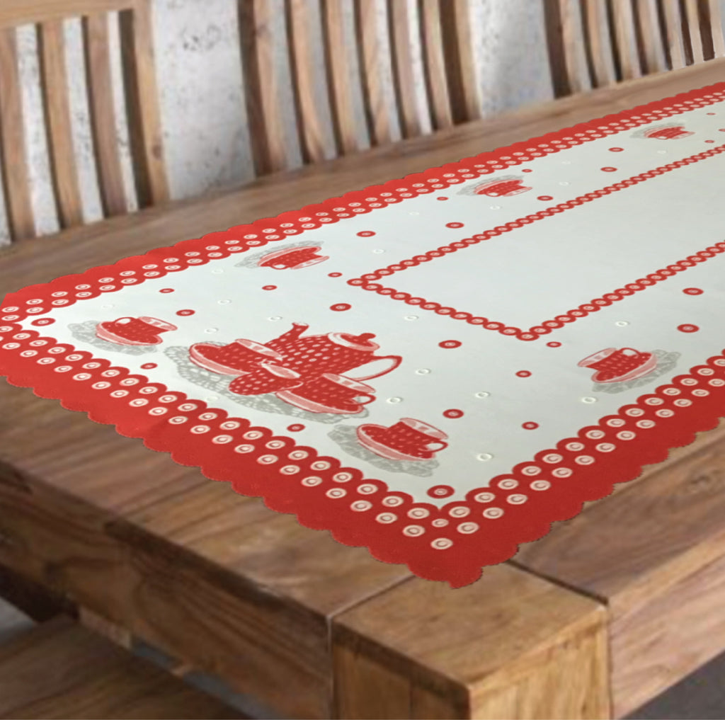 Polish Pottery Coffee Set Red Dot Table Runner (Red)