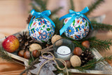Kashubian Polish Folk Art Paper Mache Christmas Ornaments, Set of 7