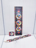 Polish Folk Art Bookmark, Eraser & 2 Pencils Set