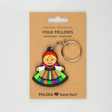 Polish Folk Lowicz Female Flexible Keychain, Lowiczanka