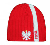 Knitted Polska Stripe Winter Hat with Eagle - Taste of Poland
 - 1