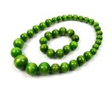 FolkFashion Wooden Bead Necklace and Bracelet Set - Light Green - Taste of Poland - 1