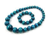 FolkFashion Wooden Bead Necklace and Bracelet Set - Aqua Blue - Taste of Poland
 - 1