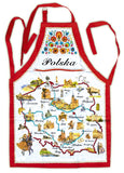 Polish Folk Art Kitchen Apron with Map of Poland