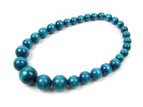 FolkFashion Wooden Bead Necklace and Bracelet Set - Aqua Blue - Taste of Poland
 - 2