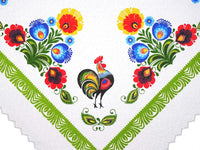 Polish Traditional Rooster Folk Art Square Table Linen Topper, 31