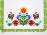 Polish Traditional Rooster Folk Art Table Runner Linen Topper 37.4" x 17.7"