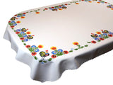 Polish Traditional Rooster Folk Art Table Linen Topper Tablecloth 63" x 43"