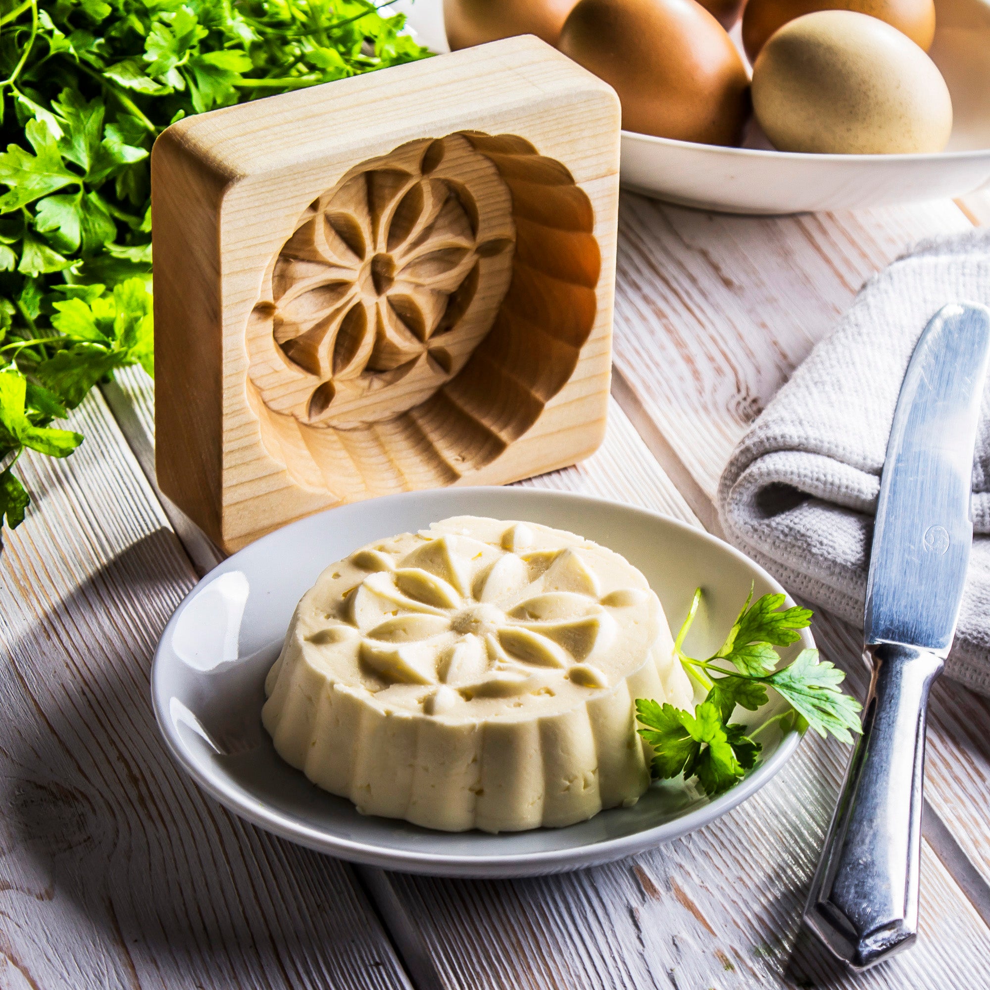 Traditional Polish Folk Art Flower Wooden Butter Mold