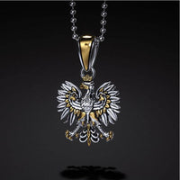 Traditional Polish Eagle Silver Pendant with Gold Plated Enrichment