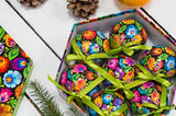 Black Lowicz Polish Folk Art Paper Mache Christmas Ornaments, Set of 7