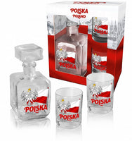 Polish Eagle on Flag Whiskey Glass Decanter Set