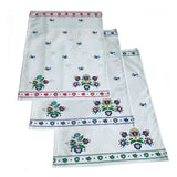 Polish Folk Art Set of 3 Kitchen Towels in Box (Kashubian Flowers)