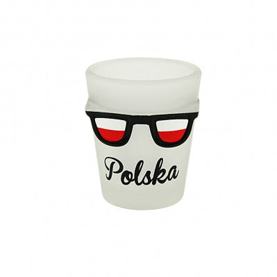 Polska Red & White Eyeglass Frosted Shot Glass