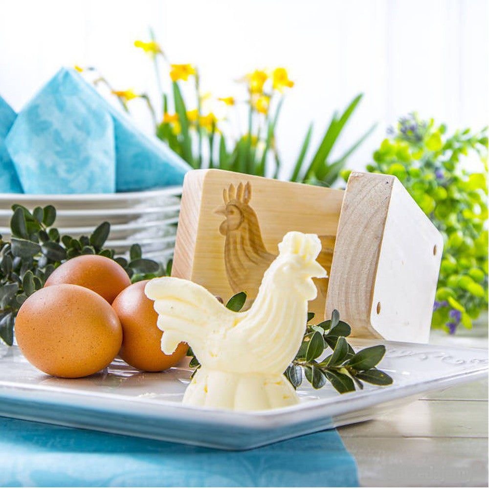 Traditional Wooden Rooster Butter Mold