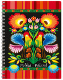 Polish Folk Art Soft Spiral Notebook, 5"x6" (Red/Black Roosters)