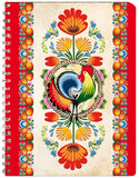 Polish Folk Art Soft Spiral Notebook, 5"x6" (Red/Cream Rooster)