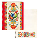 Polish Folk Art Soft Spiral Notebook, 5"x6" (Red/Cream Rooster)