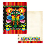 Polish Folk Art Soft Spiral Notebook, 5"x6" (Red/Black Roosters)