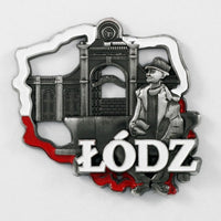 Poland's Contours & Lodz's Julian Tuwim Monument Metal Magnet