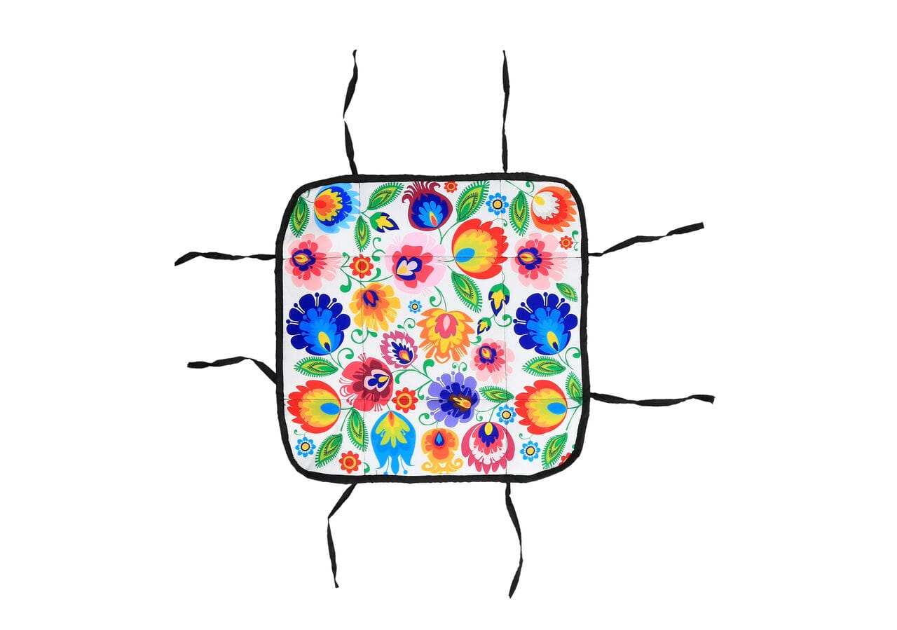 Polish Folk Art Foldable Bread Basket Holder, Lowicz White