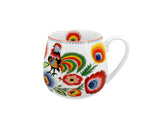 Polish Folk Art Porcelain Barrel Mug, 430ml - Rooster