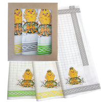 Set of 3 Polish Easter Chicks Kitchen Towels in Box