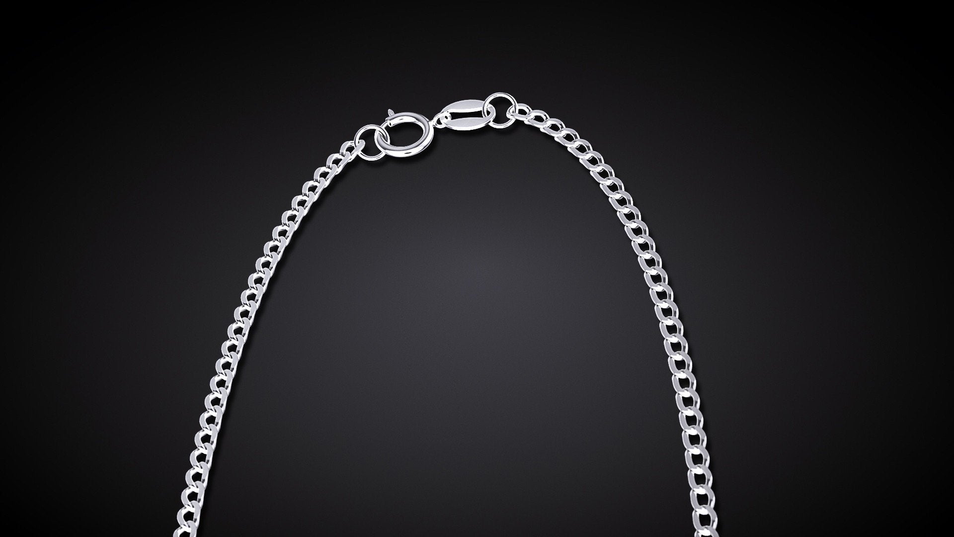 Polish 925 Silver Curb Link Chain, 24" long
