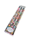 Polish Folk Art Lowicz Roosters Wood Pencils with Eraser, Set of 6 in a box